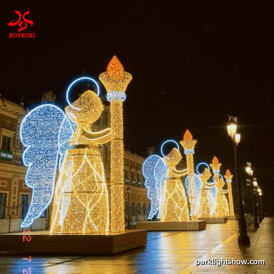 Outdoor Hoyechi Angel Light Sculpture Illuminated Festival Decorácie pre parky a verejné priestory